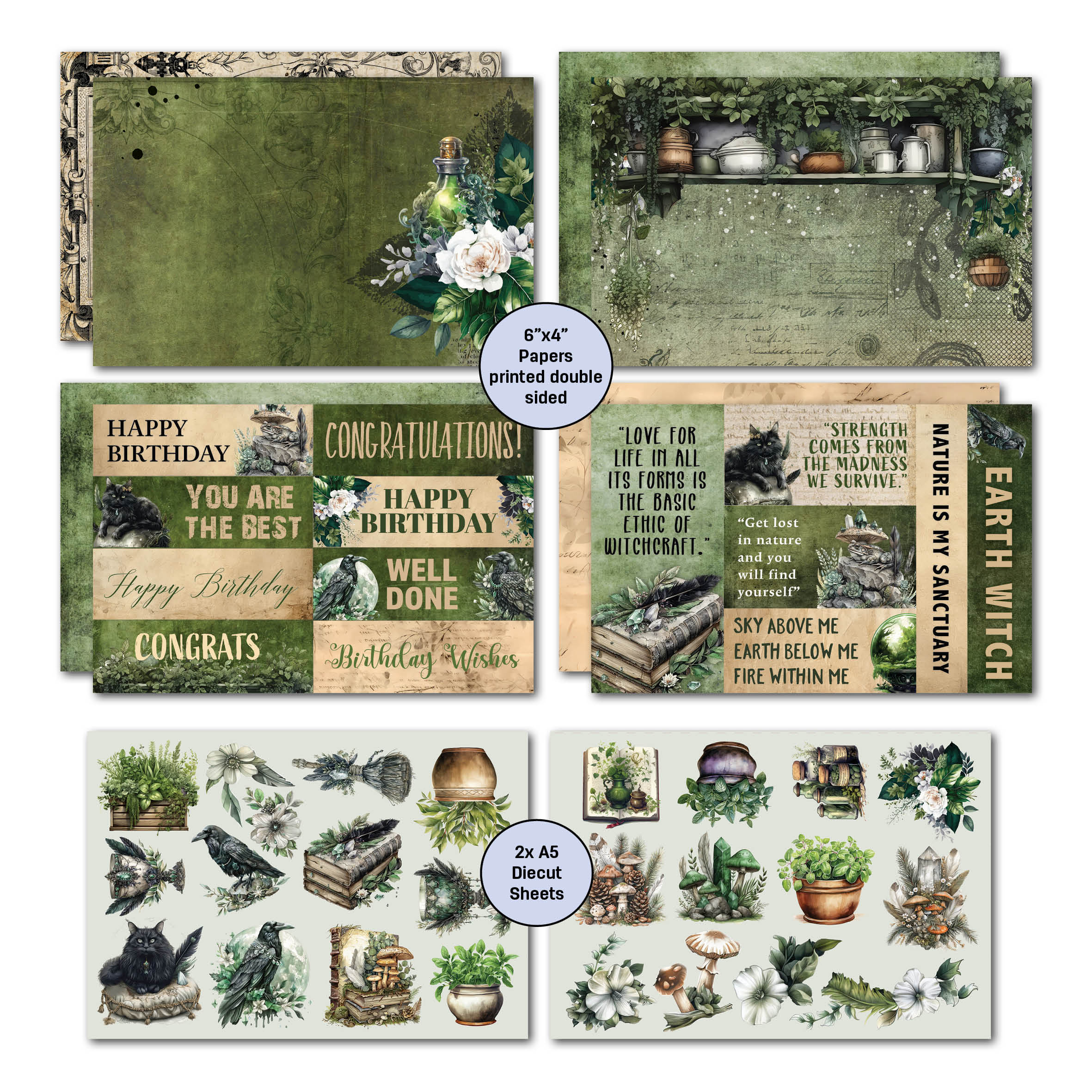 3Quarter Designs Earth Witch 6x4 Card Pack