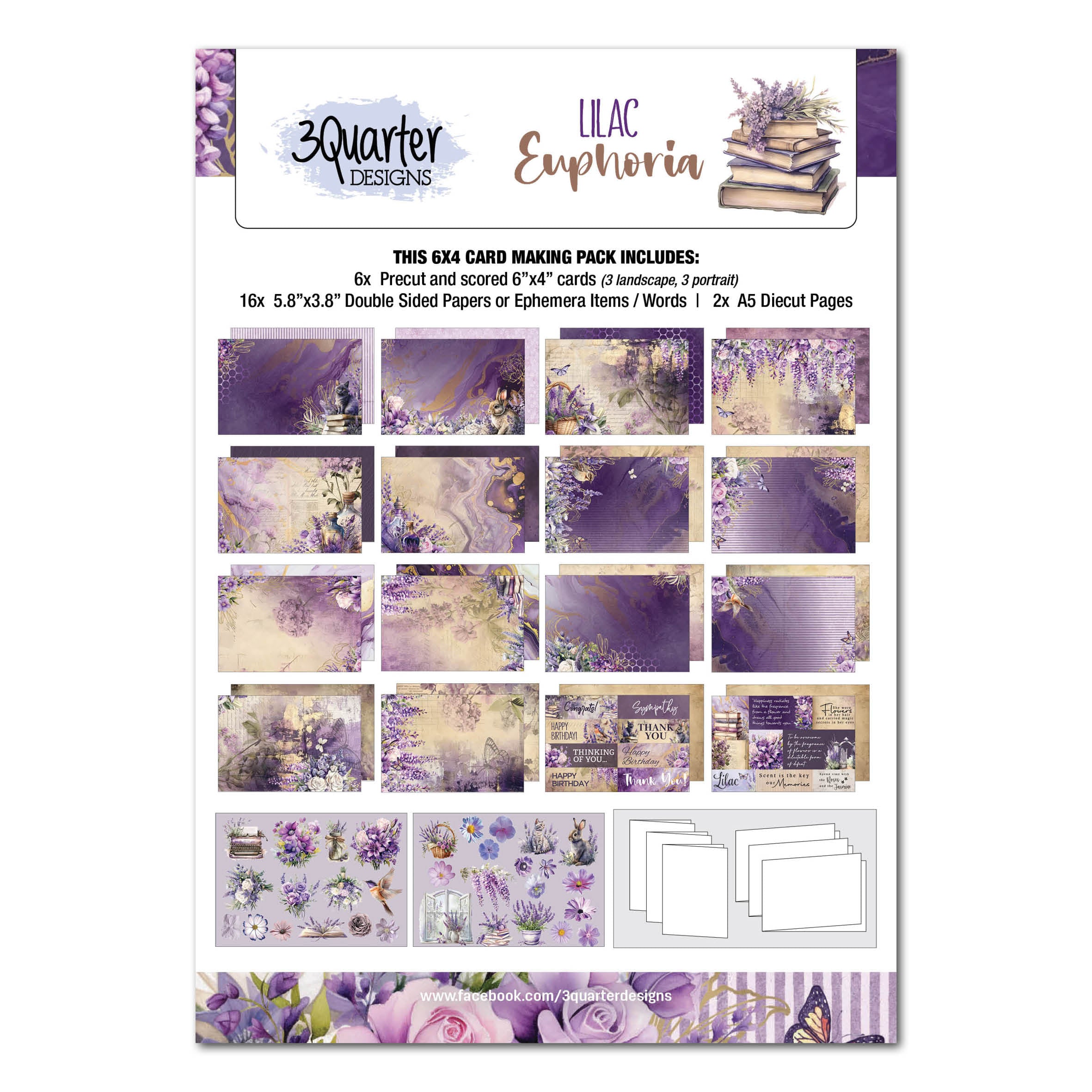 3Quarter Designs Lilac Euphoria 6x4 Card Pack