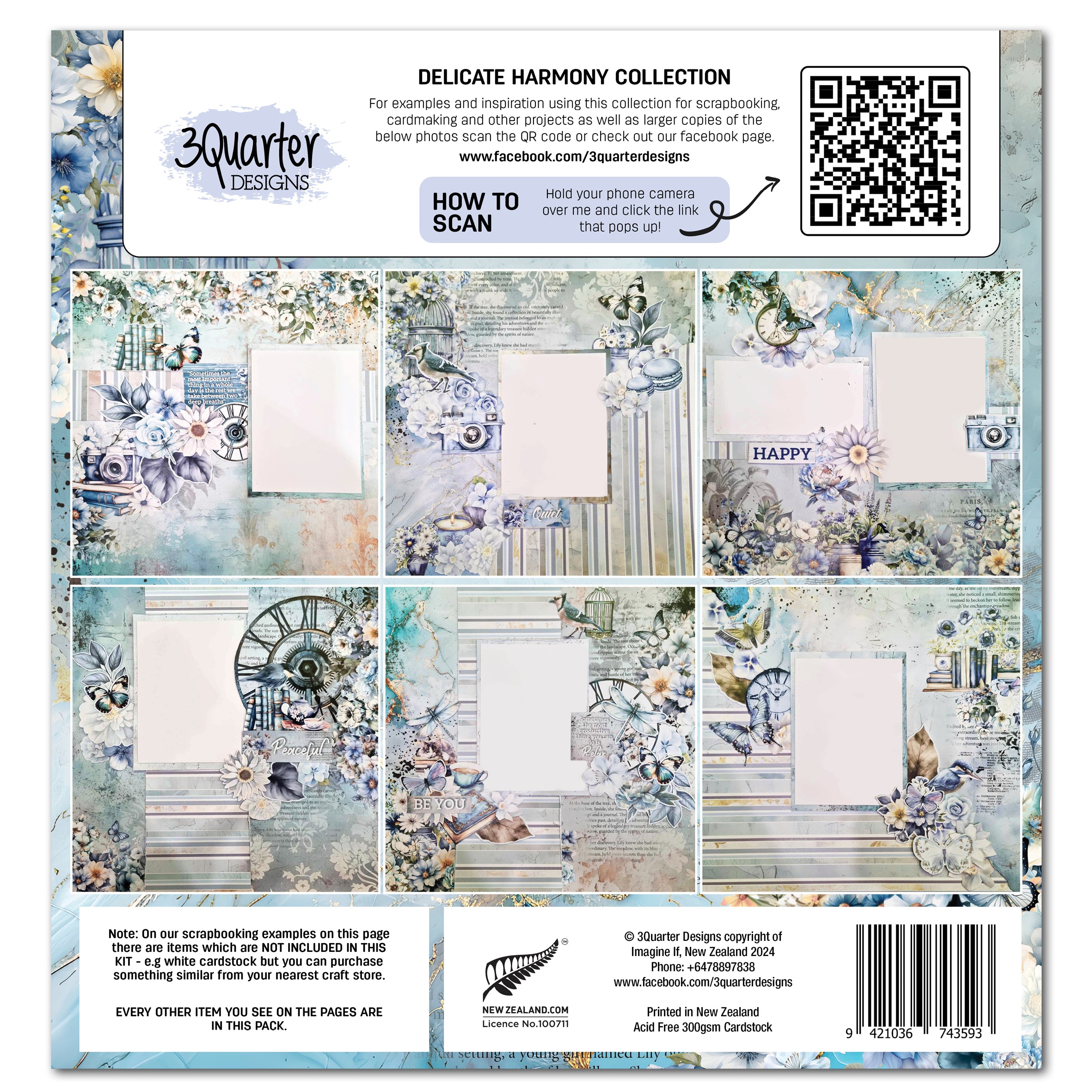 3Quarter Designs Delicate Harmony 12x12 Design Paper & Diecuts Set