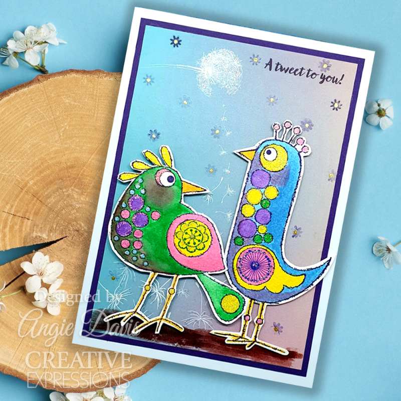 Woodware Clear Singles Bubble Birds Lola 4 in x 6 in Stamp Set