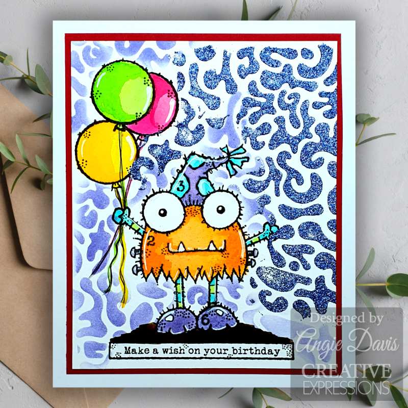 Woodware Clear Singles Birthday Monster 4 in x 6 in Stamp Set