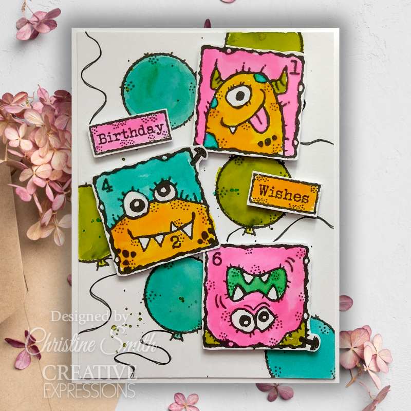 Woodware Clear Singles Monster Gallery 4 in x 6 in Stamp Set