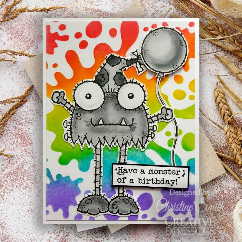 Woodware Clear Singles Birthday Monster 4 in x 6 in Stamp Set