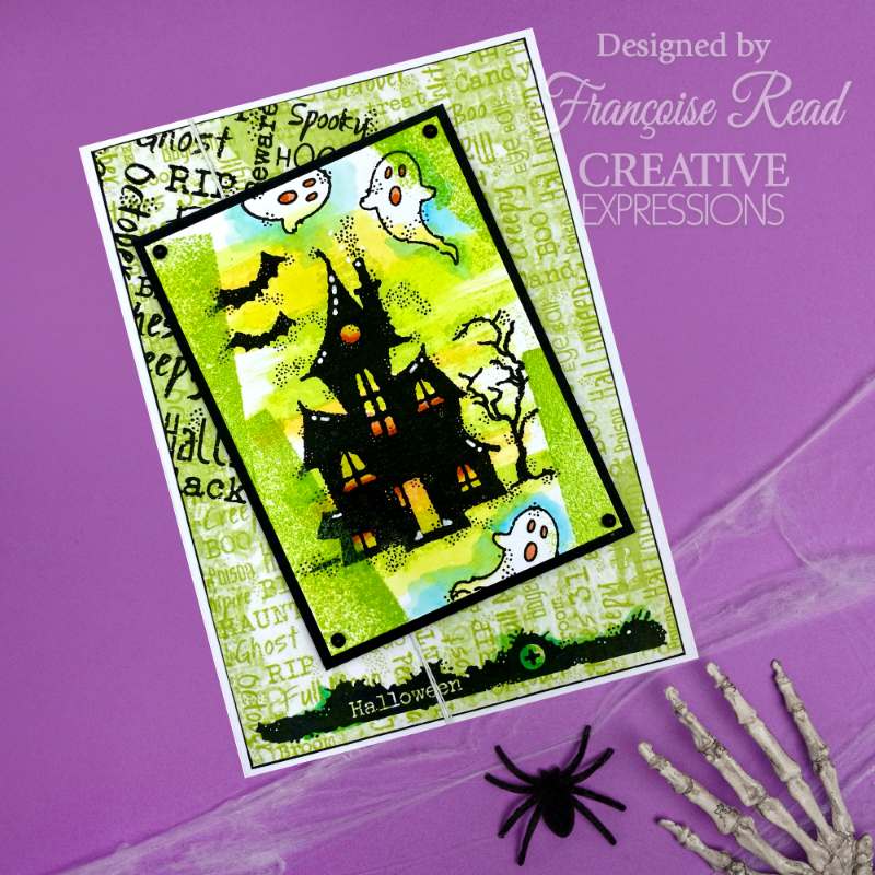Woodware Clear Singles Mini Halloween Background 3 in x 4 in Stamp Set