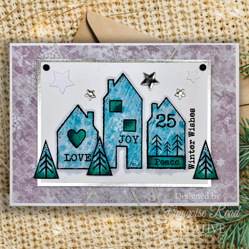 Woodware Clear Singles Nordic Houses 3 in x 4 in stamp Set