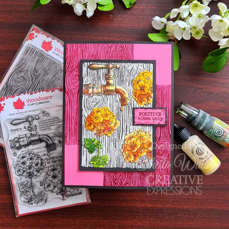 Woodware Clear Singles Geraniums 4 in x 6 in Stamp Set