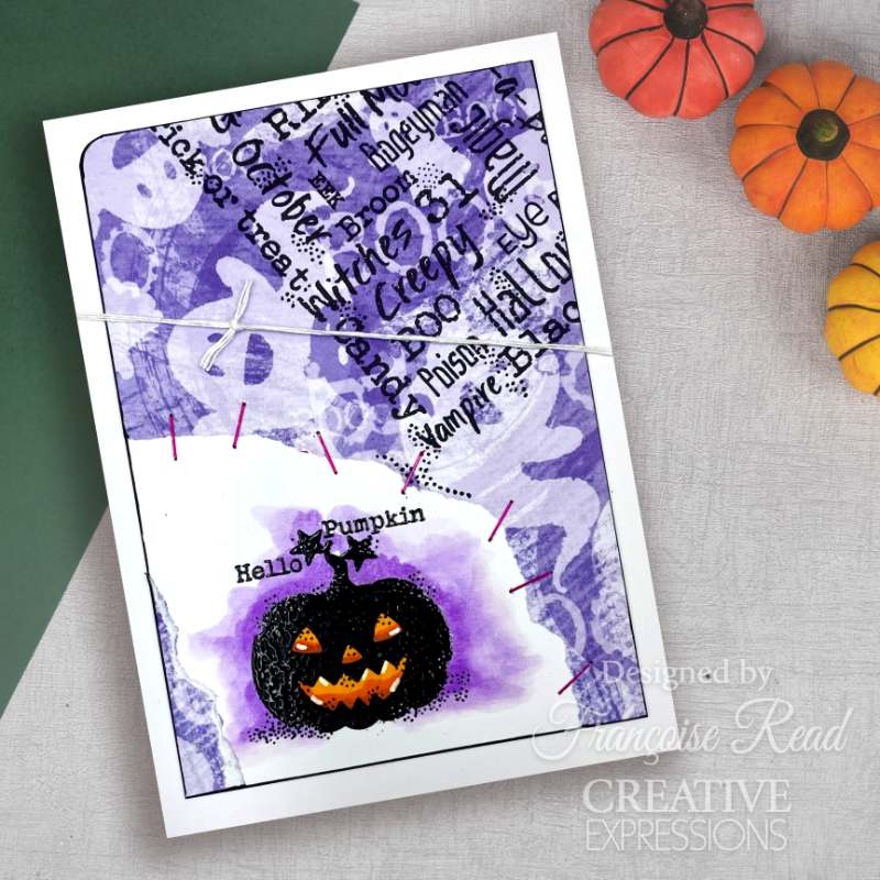 Woodware Clear Singles Mini Halloween Background 3 in x 4 in Stamp Set