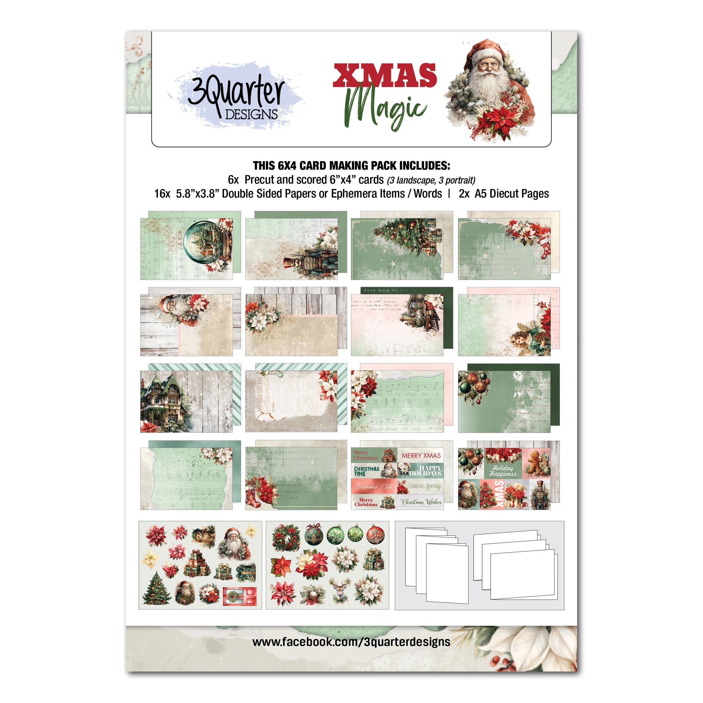 3Quarter Designs Xmas Magic 6x4 Card Pack