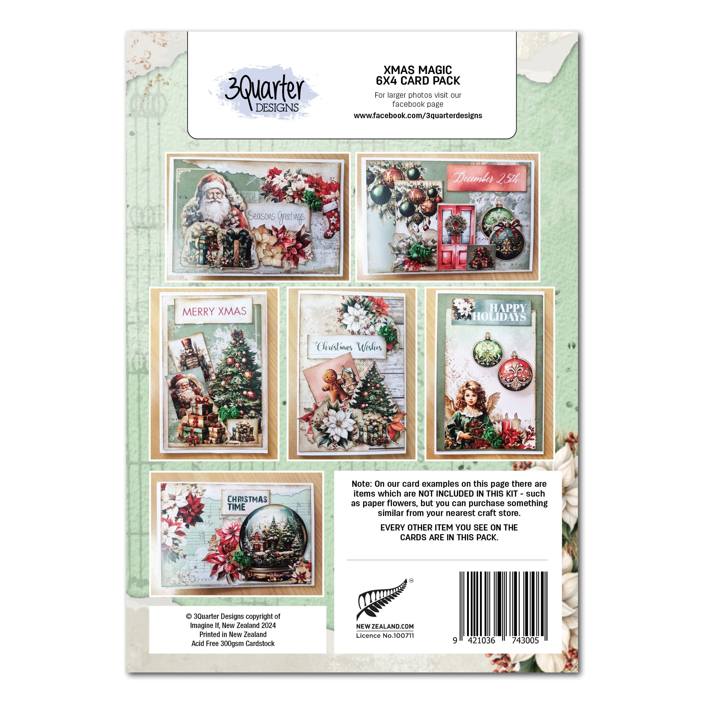 3Quarter Designs Xmas Magic 6x4 Card Pack