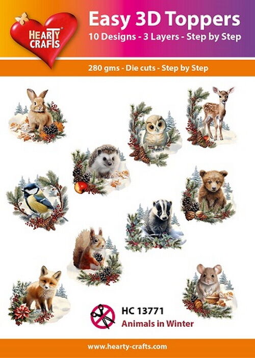 Hearty Crafts - Easy 3D-Toppers Animals in Winter