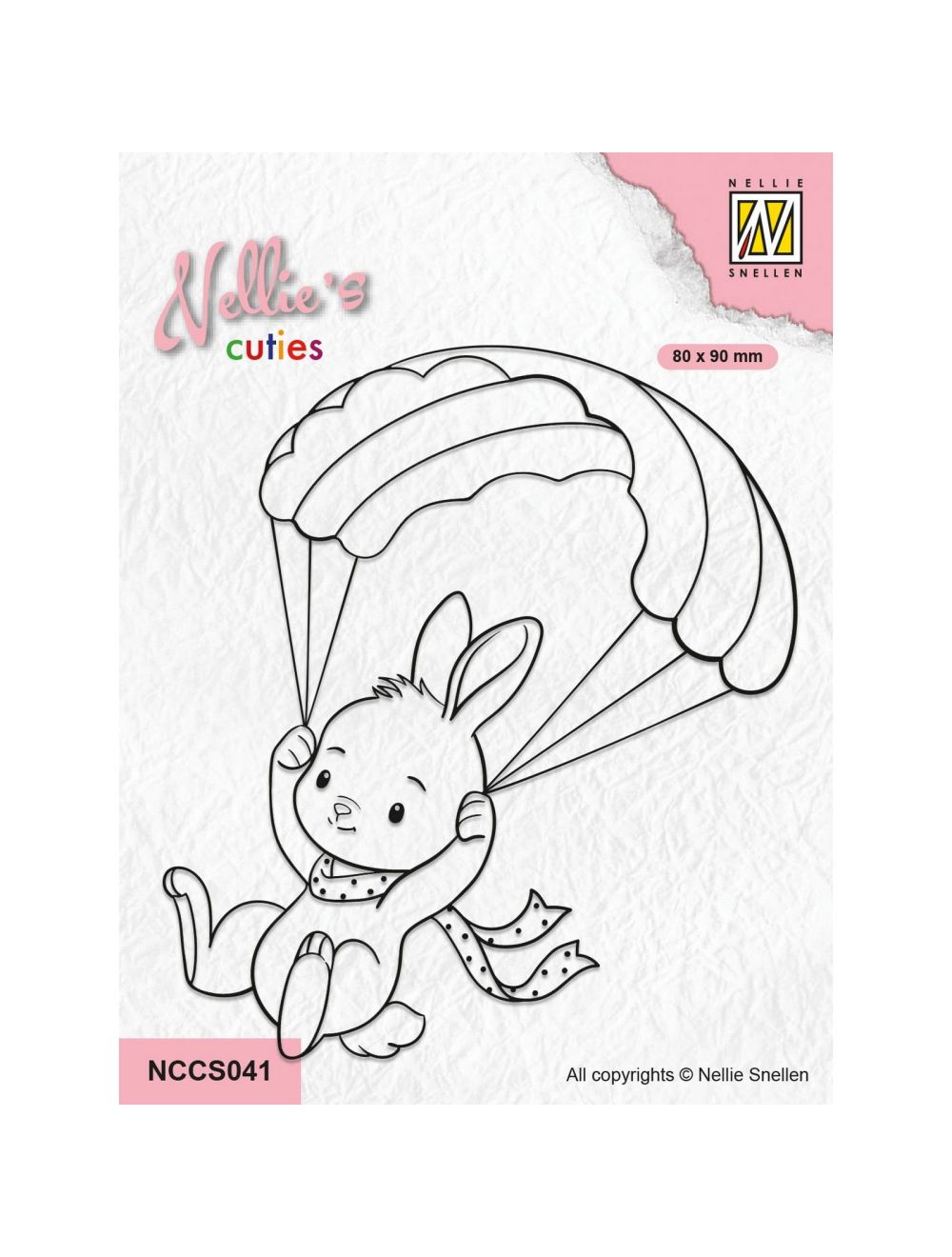 Nellie's Cuties Clear Stamp Parachuting Bunny