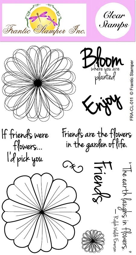 Frantic Stamper Clear Stamp Set - Scribble Flowers #2