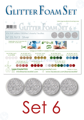 Glitter Foam Set 6, 4 Sheets A4 Silver