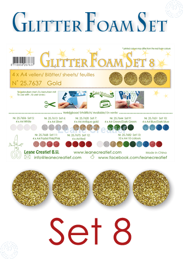 Glitter Foam Set 8, 4 Sheets A4 Gold