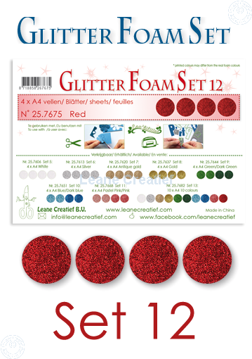 Glitter Foam Set 12, 4 Sheets A4 Red