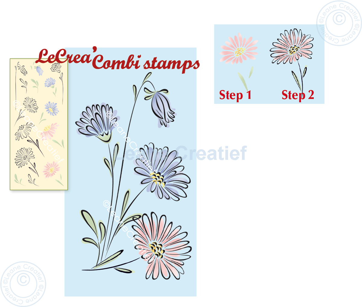 LeCreaDesign Combi Clear Stamp Water Colour Flowers