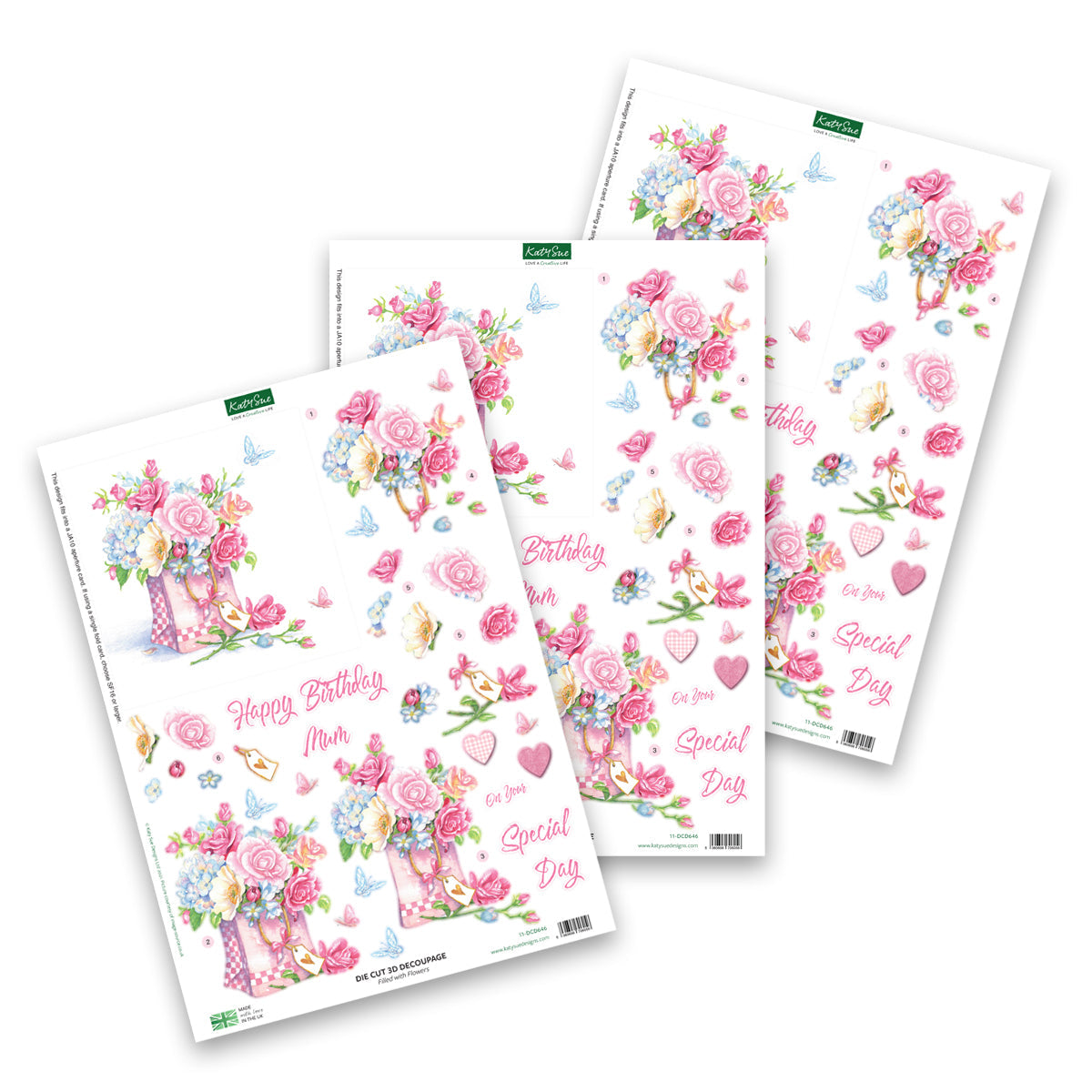 Die Cut Decoupage – Filled With Flowers (Pack Of 3)
