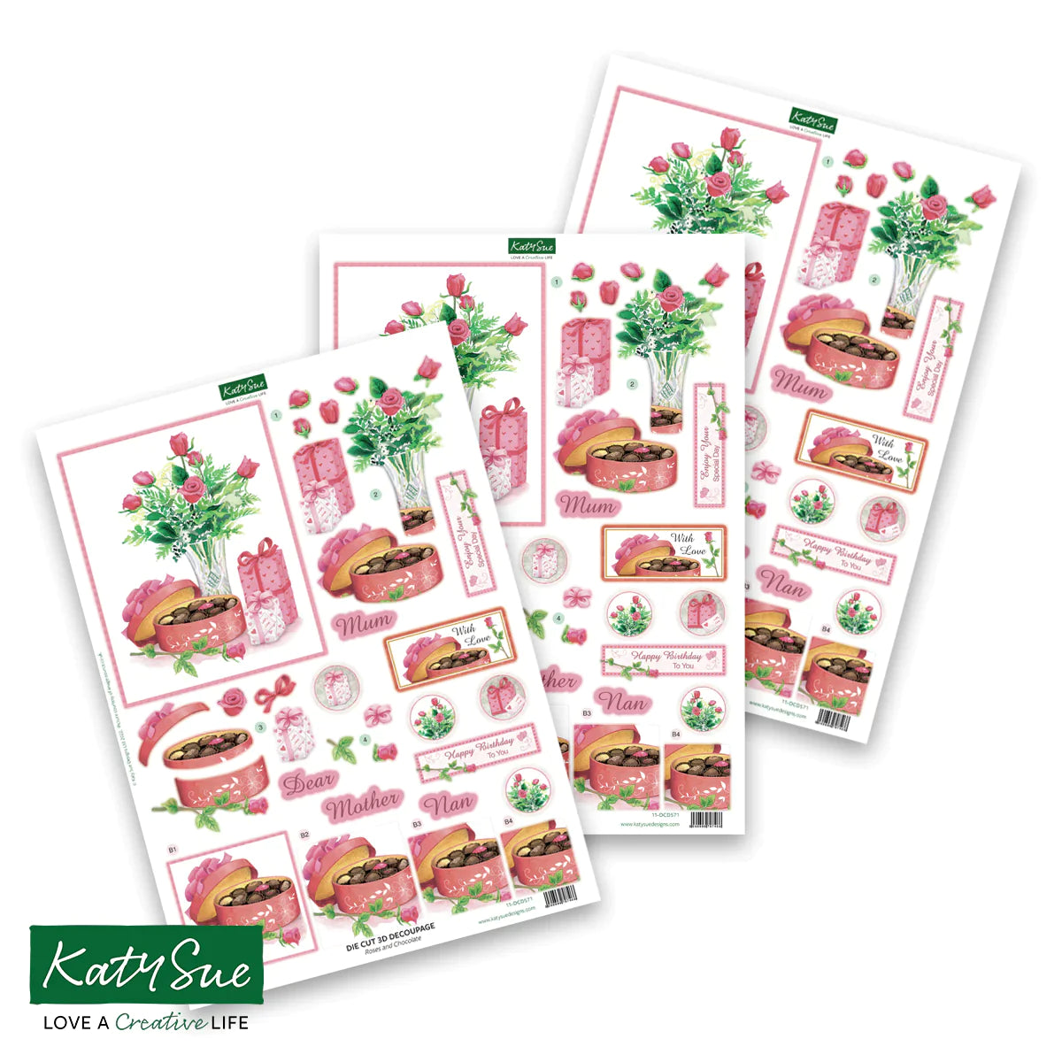 Die Cut Decoupage - Birthday Cake and Flowers (Pack Of 12)