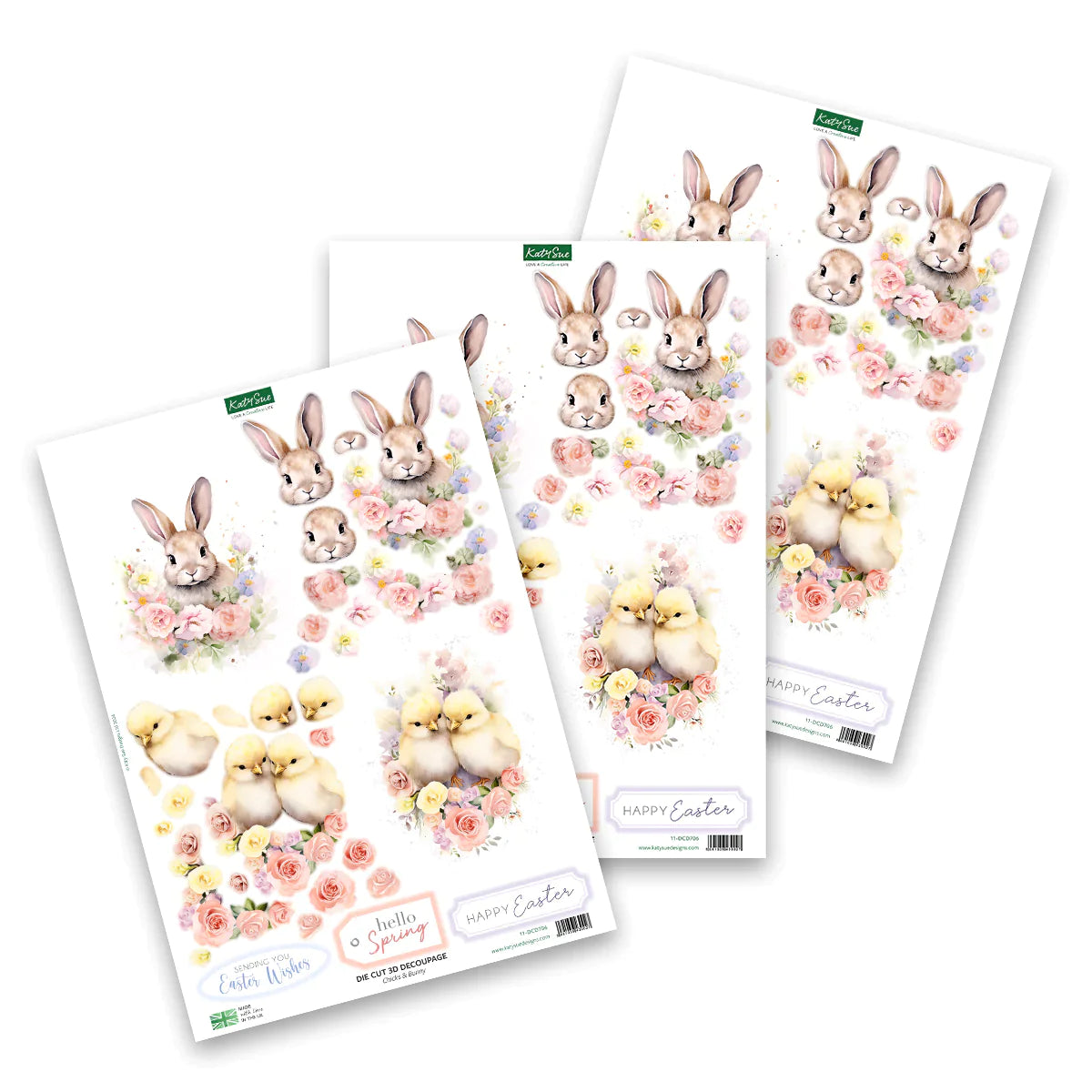 Die Cut Decoupage - Easter Animals & Spring Florals (pack of 12)