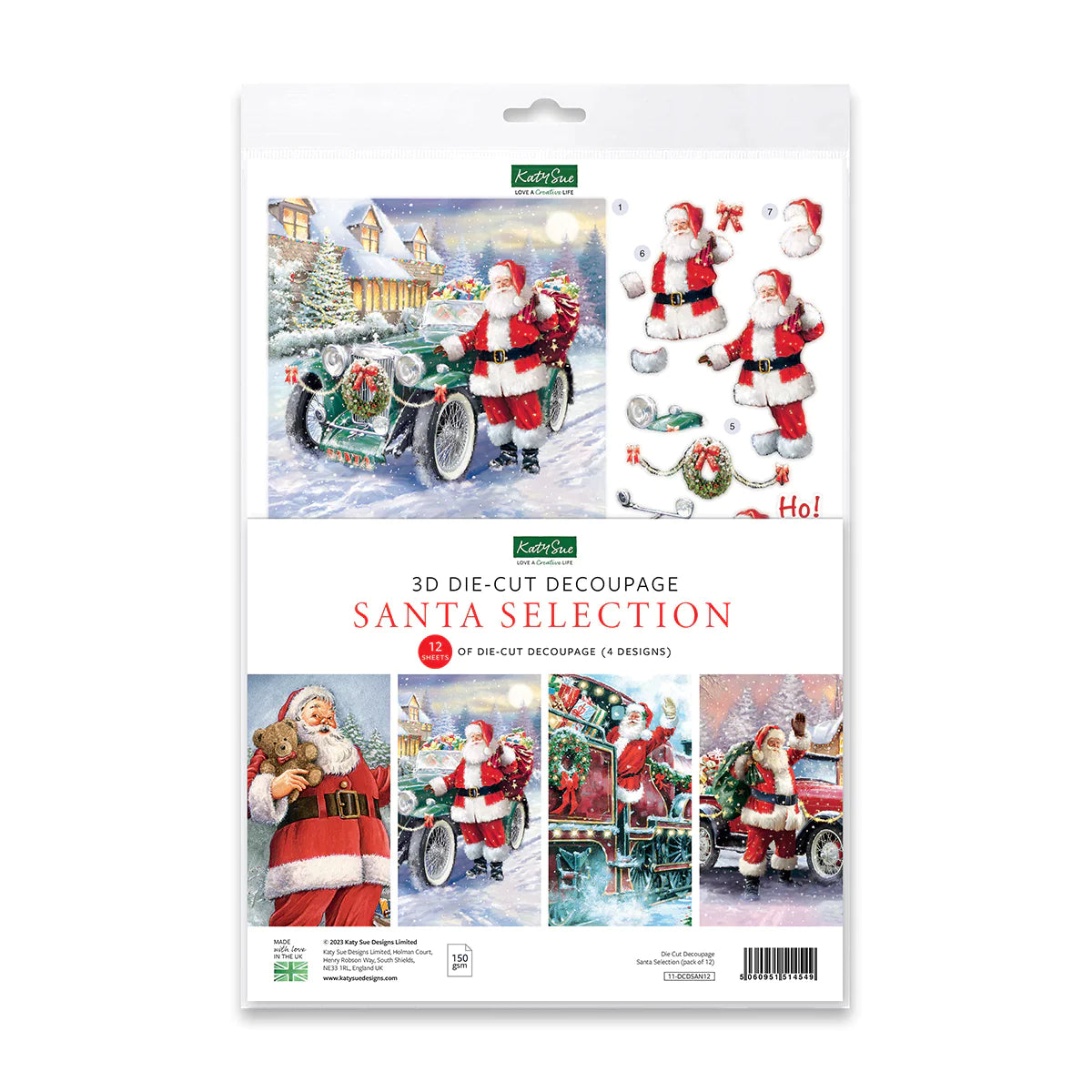 Die Cut Decoupage – Santa Selection (Pack Of 12)