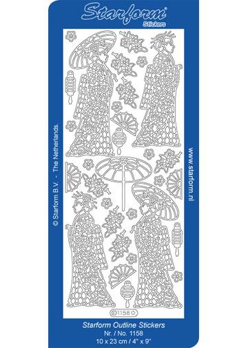 Deco Stickers - Oriental Ladies and Umbrellas