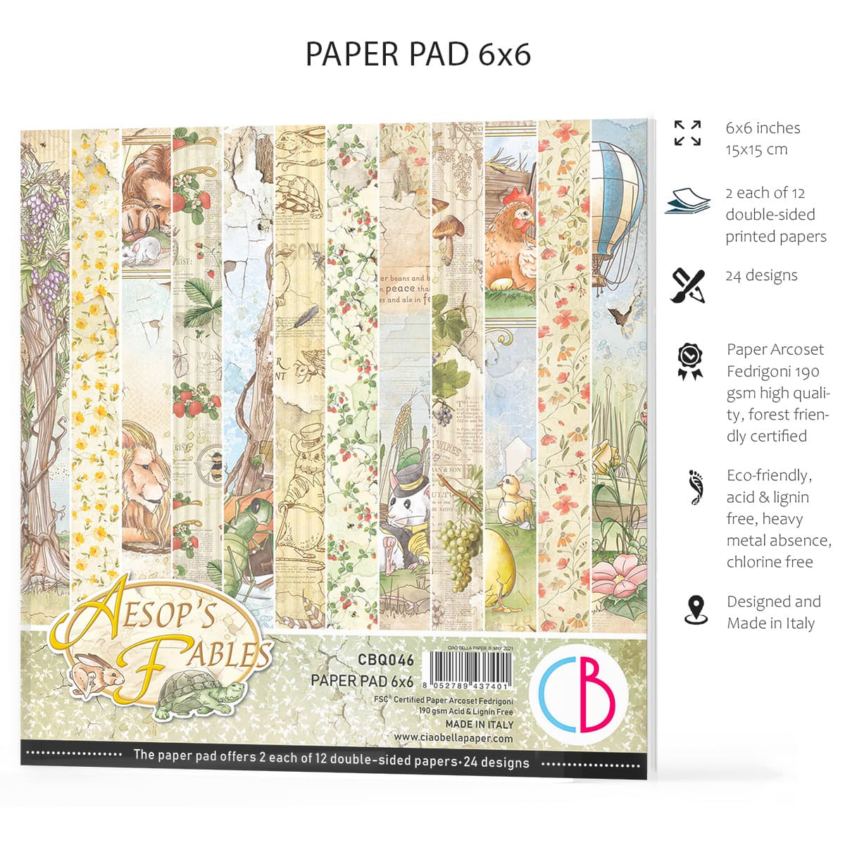 Ciao Bella Aesop's Fables Paper Pad 6"X6" 24/Pkg