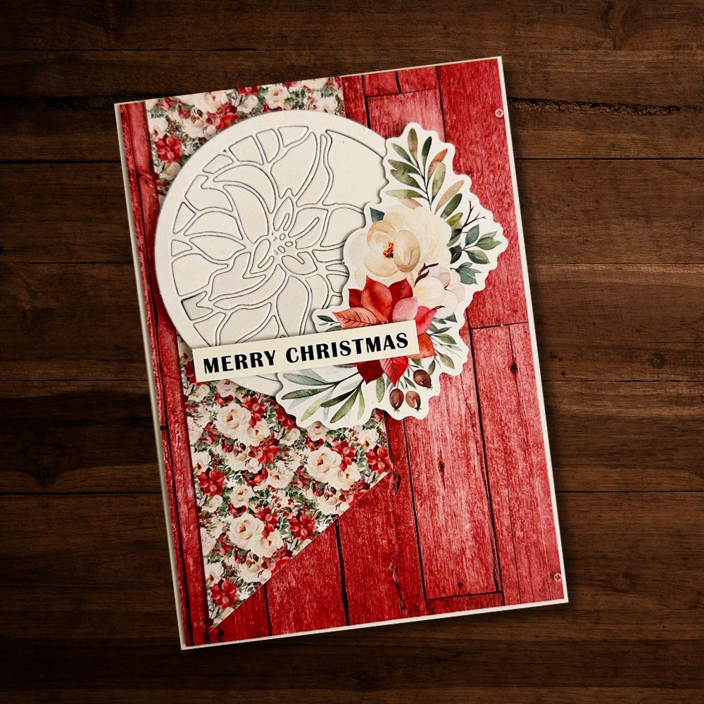 Christmas Poinsettia Circle Metal Cutting Die 30153