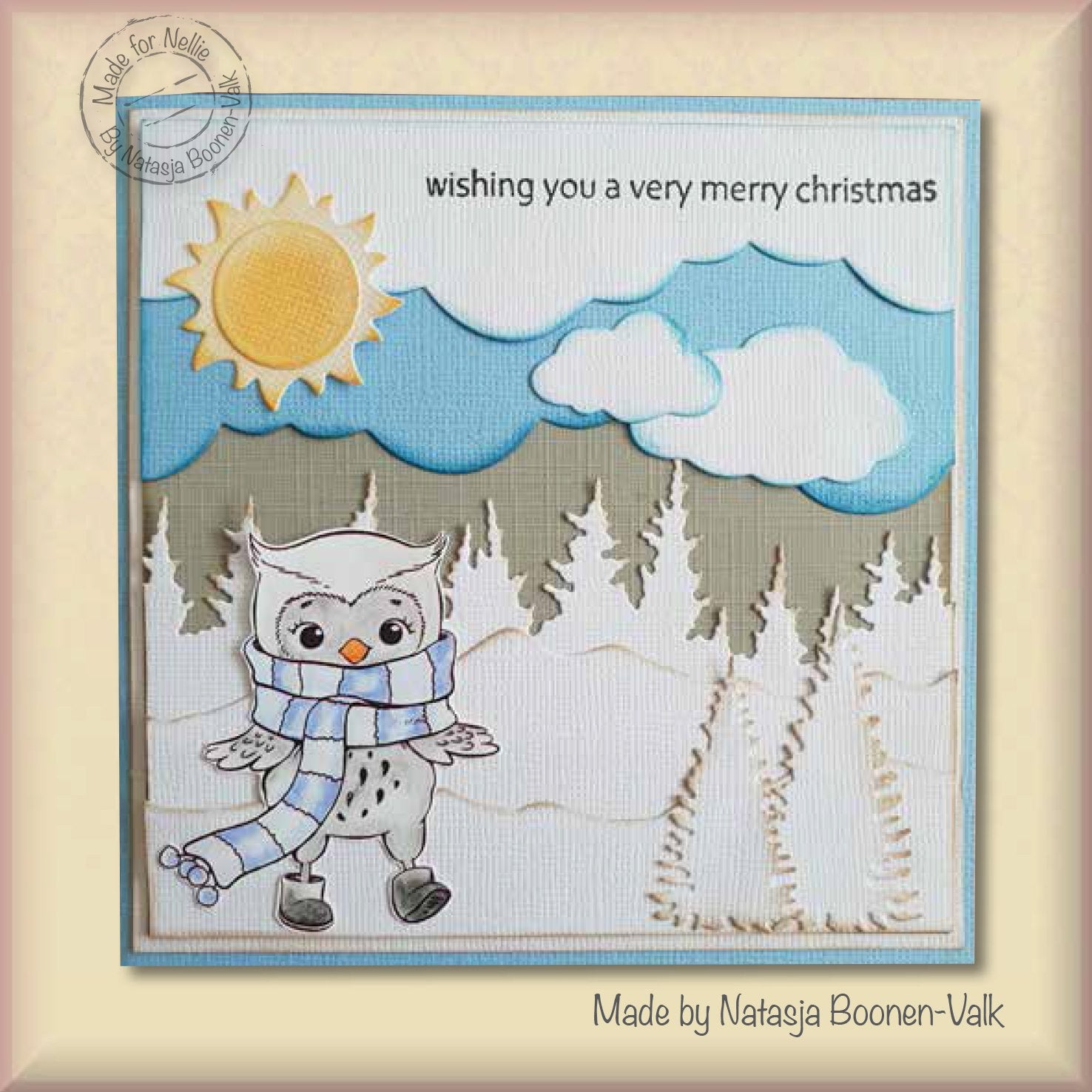 Nellie's Choice Clear Stamp Christmas Cuties Owl With Winter-Scarf