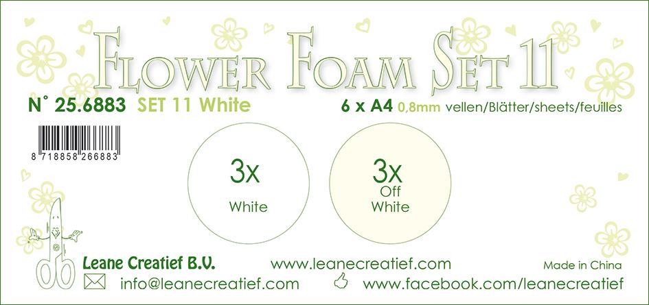 Flower Foam Set 11, 6 Sheets A4 2X3 White Colours