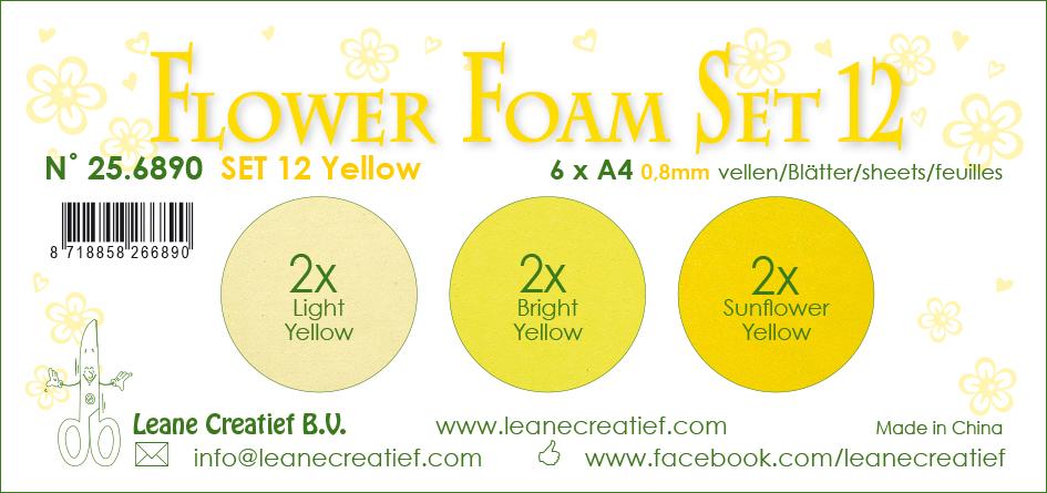 Flower Foam Set 12, 6 Sheets A4 3X2 Yellow Colours