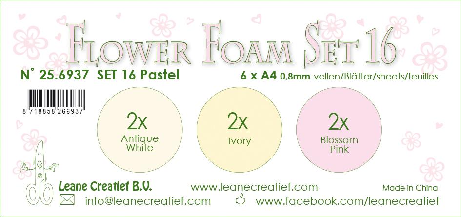 Flower Foam Set 16, 6 Sheets A4 3X2 Pastel Colours 1.