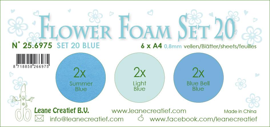 Flower Foam Set 20, 6 Sheets A4 3X2 Blue Colours