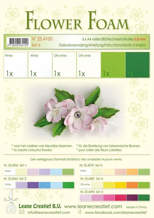 Flower Foam Set 6 6 A4 Sheets - White/Green