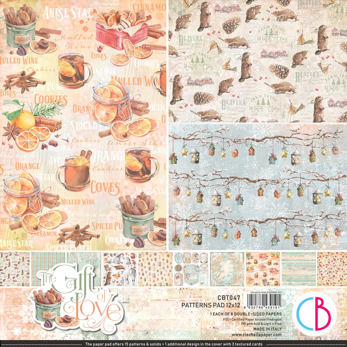 Ciao Bella The Gift of Love Patterns Pad 12"x12" 8/Pkg