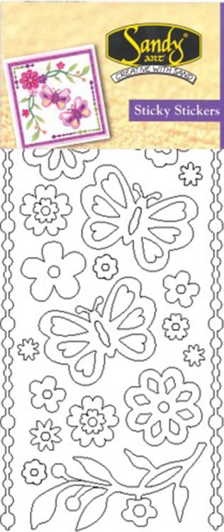 Double Sided Sticky Sticker - Butterfly and Flower