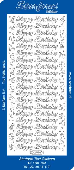 Deco Stickers - Happy Birthday with Swirls and Hats