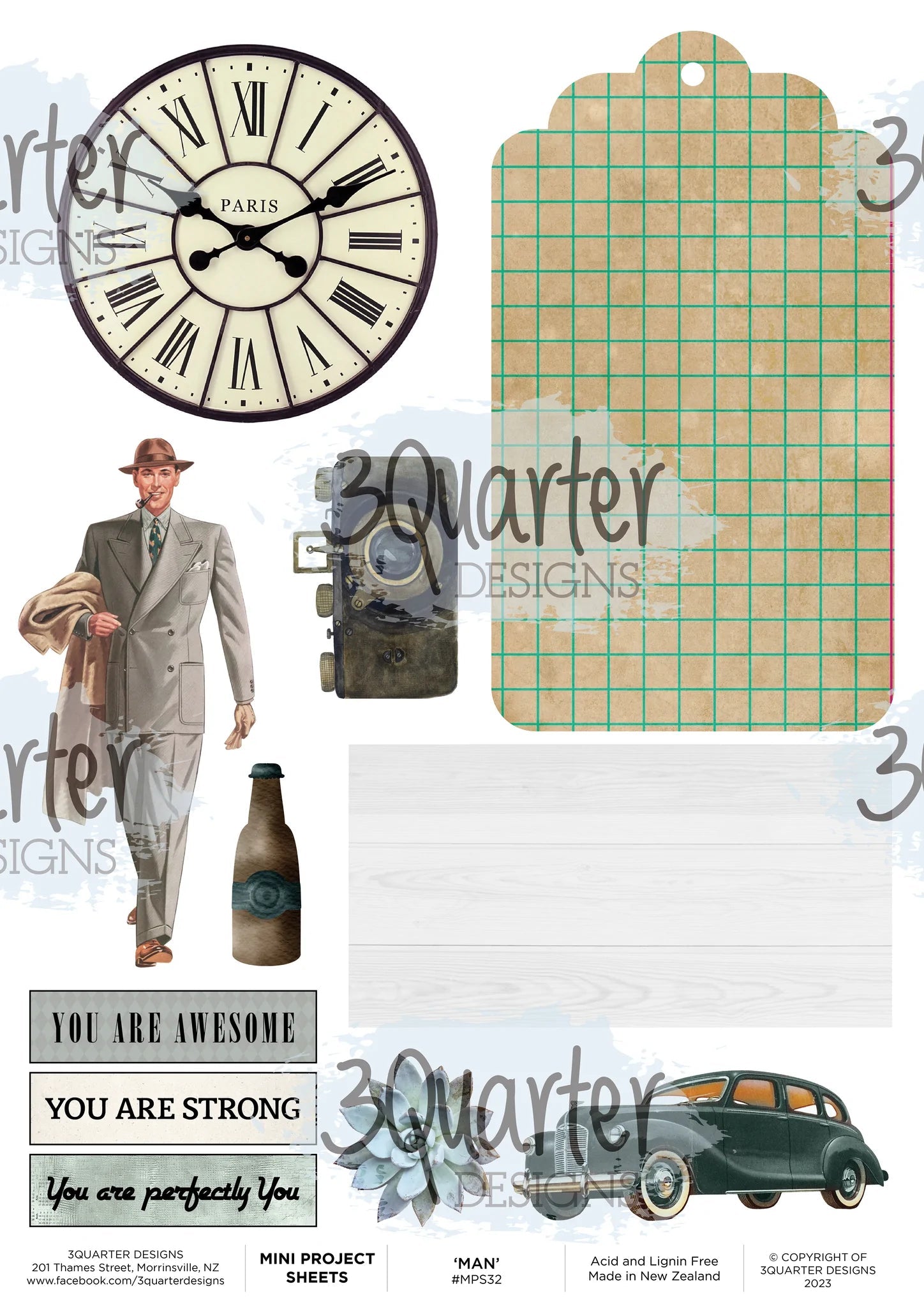 3Quarter Designs - Mini Project Sheet - Vintage Man - Man