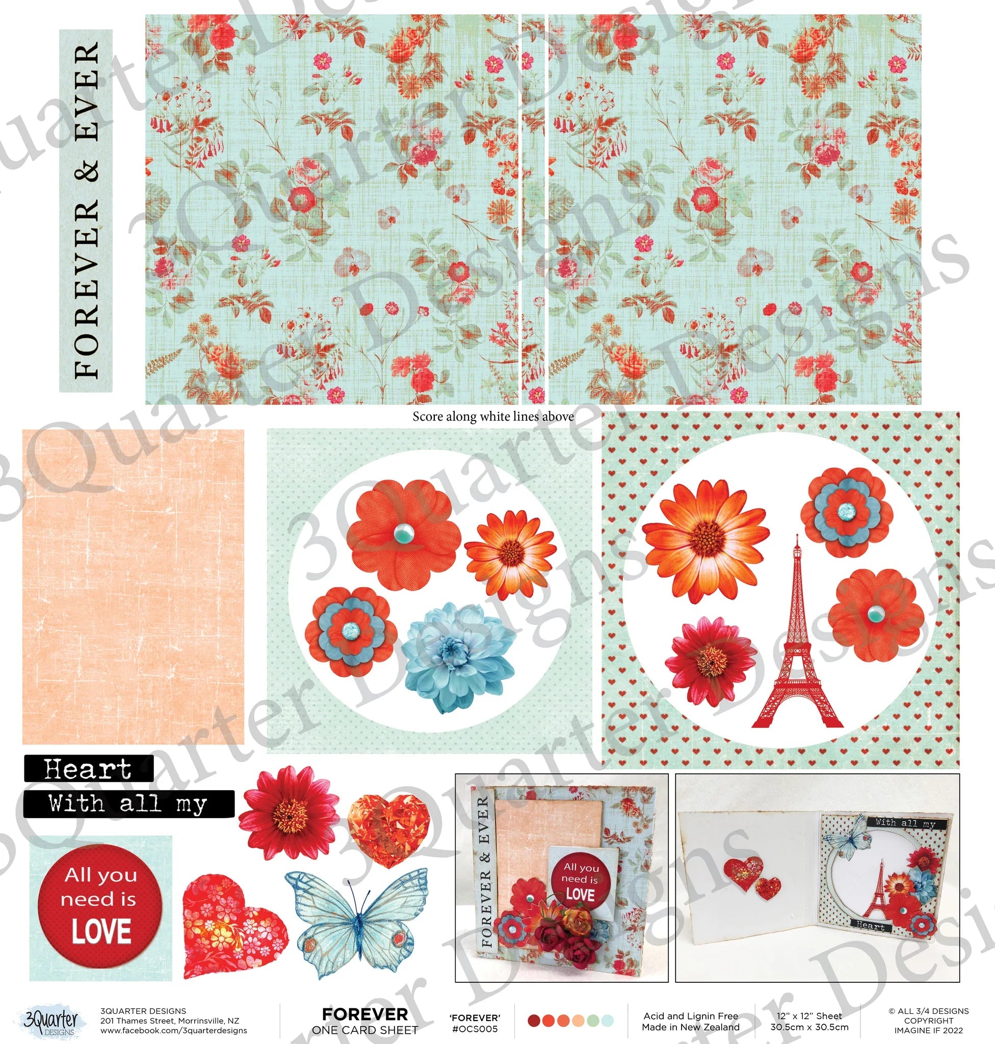 3Quarter Designs - One Card Project Sheet - Forever