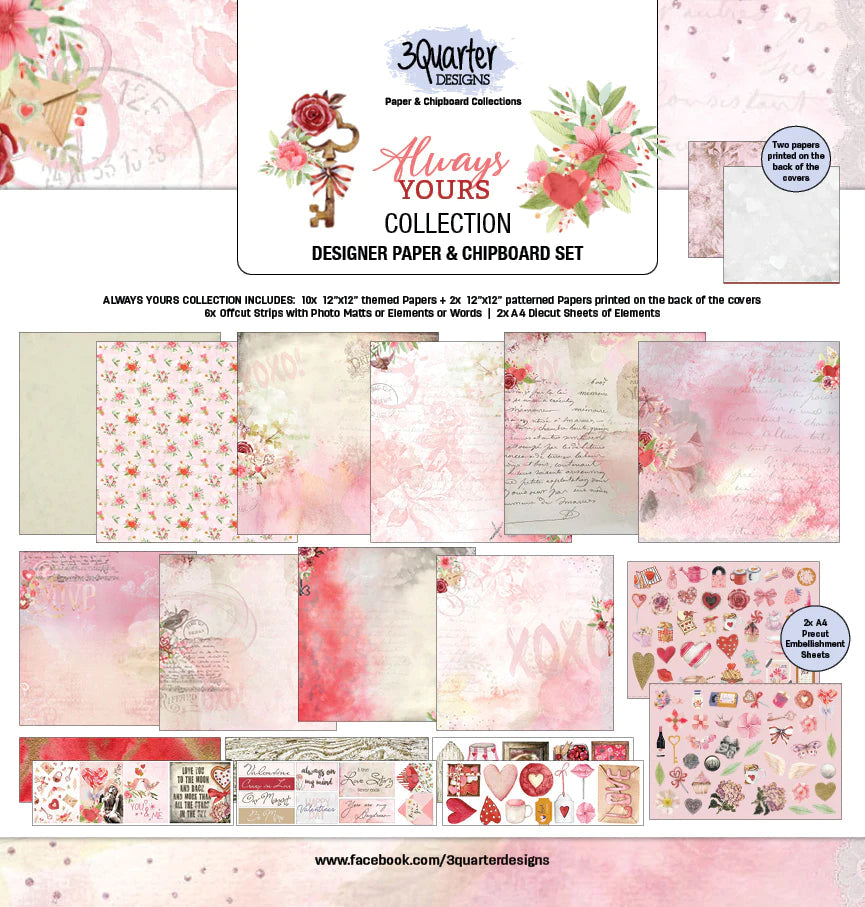 3Quarter Designs - 12" X 12" Paper Pack  - Always Yours