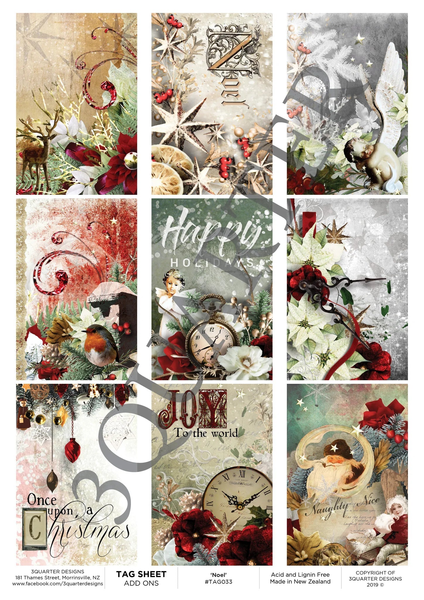 3Quarter Designs - Tag Sheet - Noel