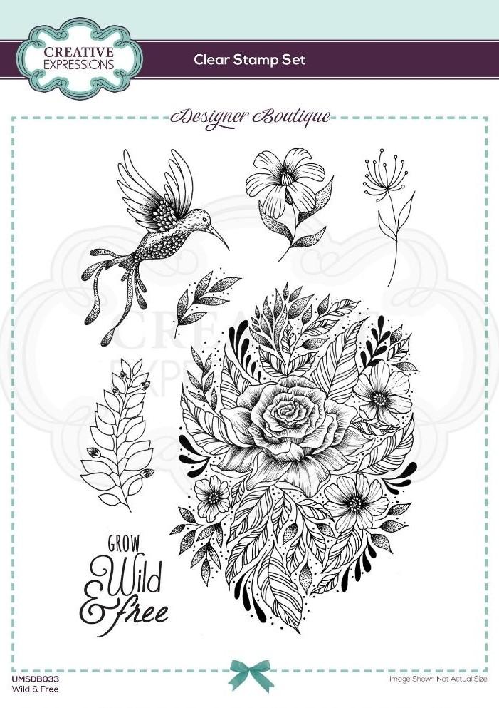 Designer Boutique Collection Wild & Free A5 Clear Stamp Set