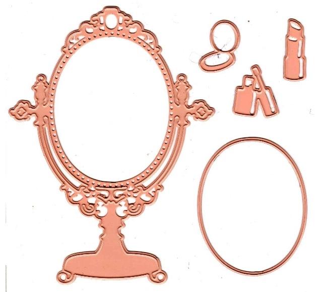Cutting and Embossing die - vanity mirror with makeup (5pc)