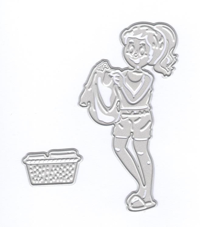 Joy Crafts Cut/Emboss/Deboss Die -3D Woman with Laundry Basket