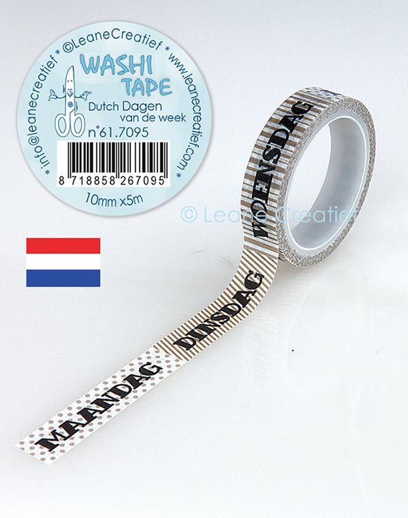 Washi Tape Dutch Dagen Van De Week, 10mm X 5m
