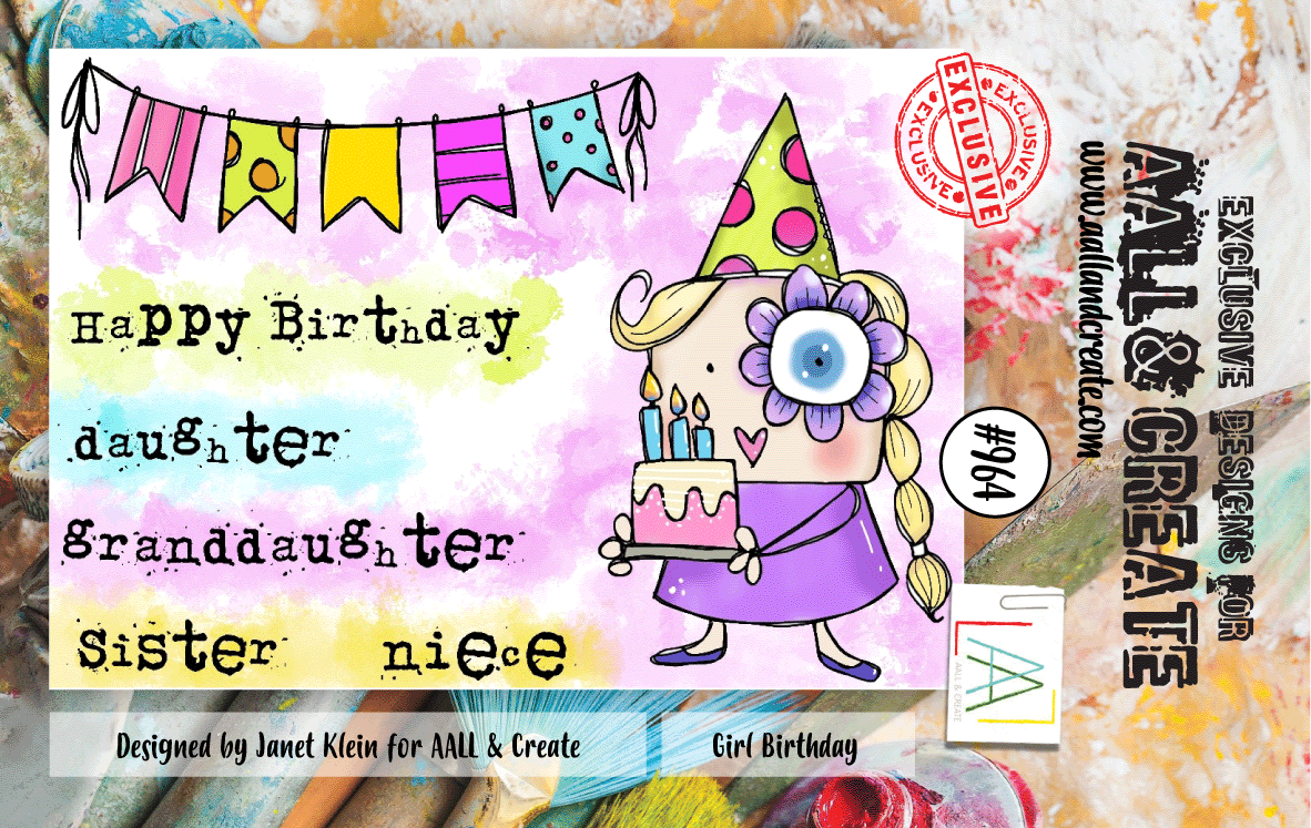AALL and Create #964 - A7 Stamp Set - Girl Birthday