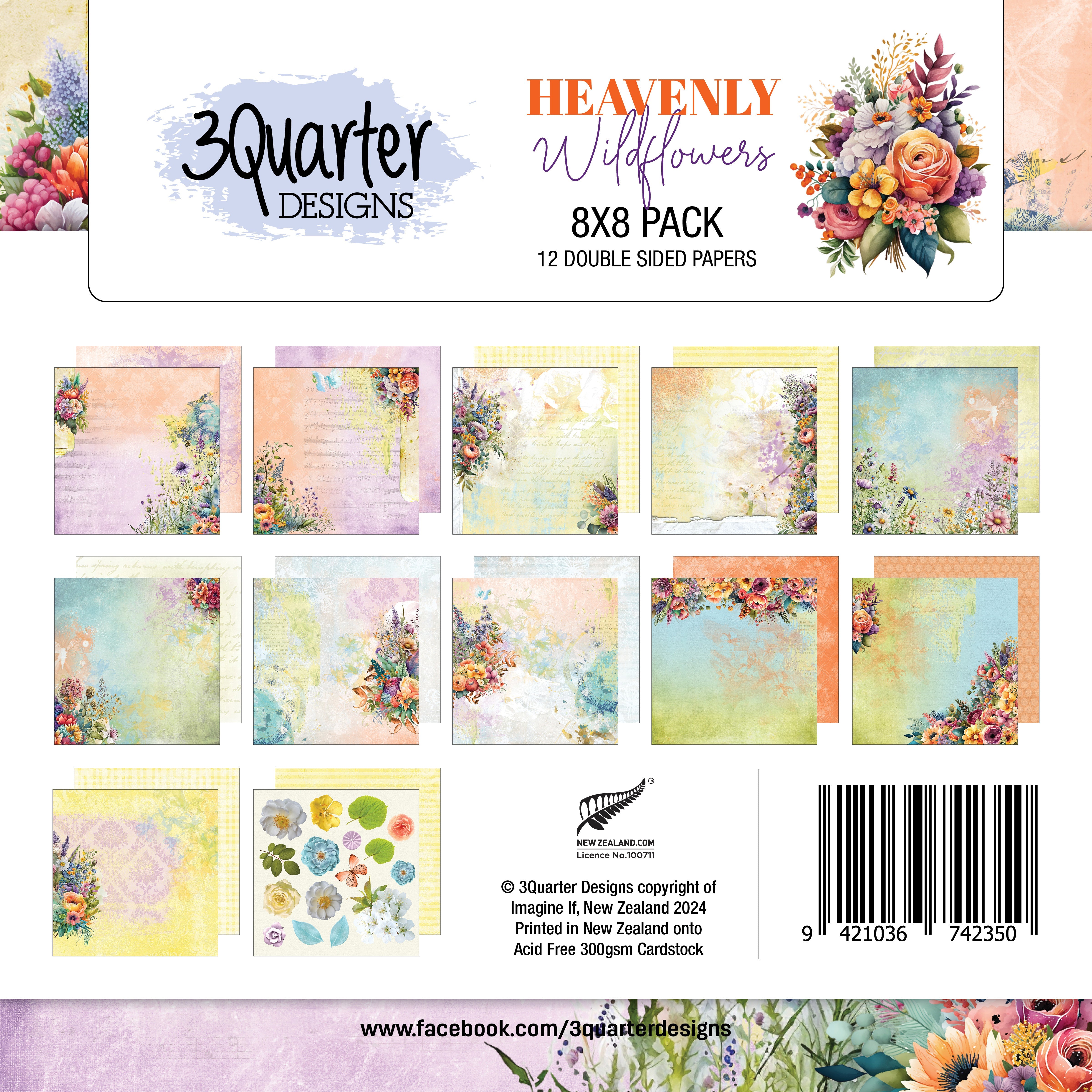 3Quarter Designs Heavenly Wildflowers 8x8 Paper Pack