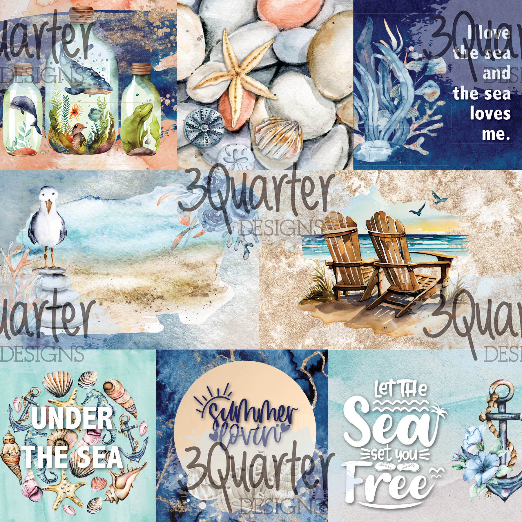 3Quarter Designs - Ocean Lovers - Paper Pad 8 x 8