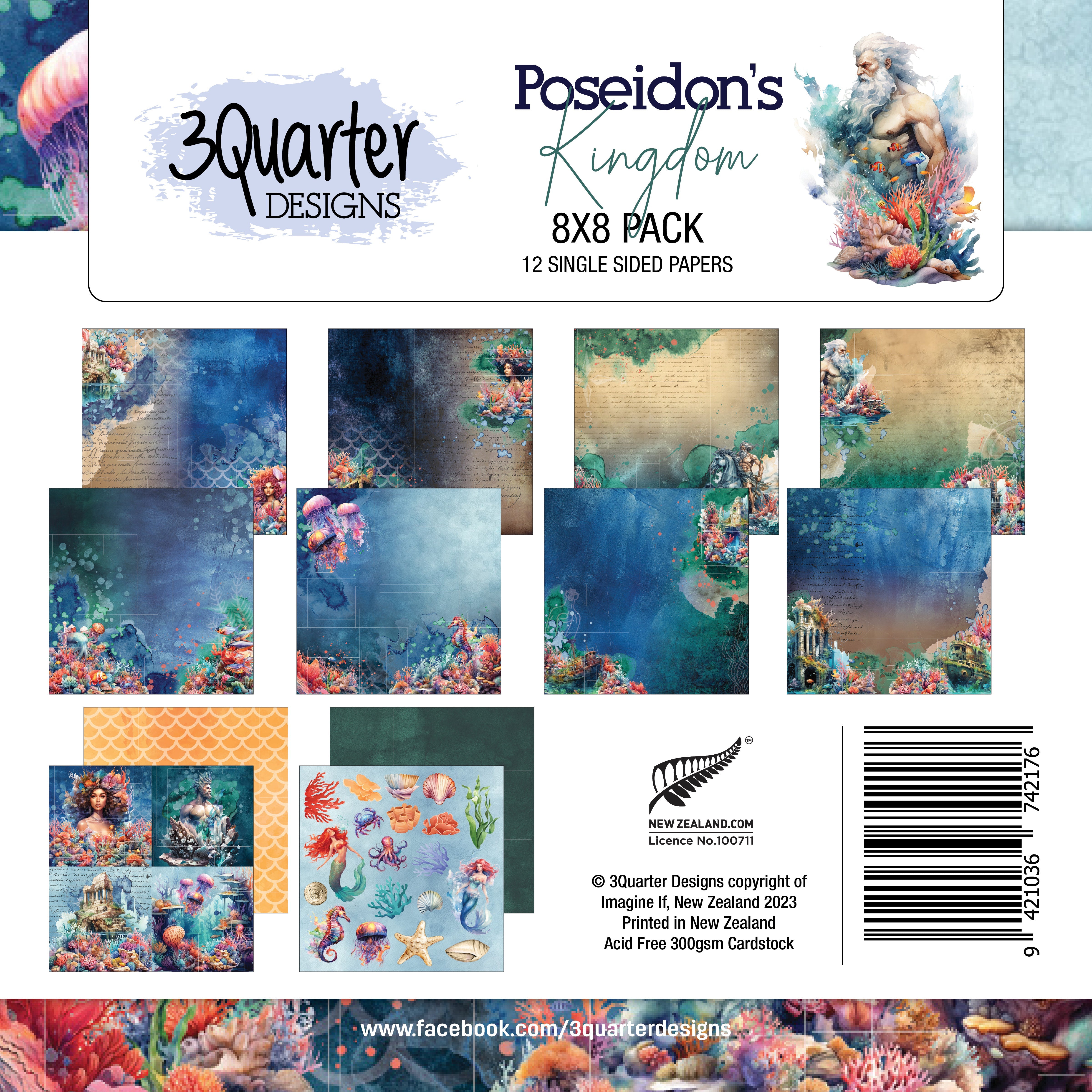 3Quarter Designs Poseidon's Kingdom 8x8 Paper Pack