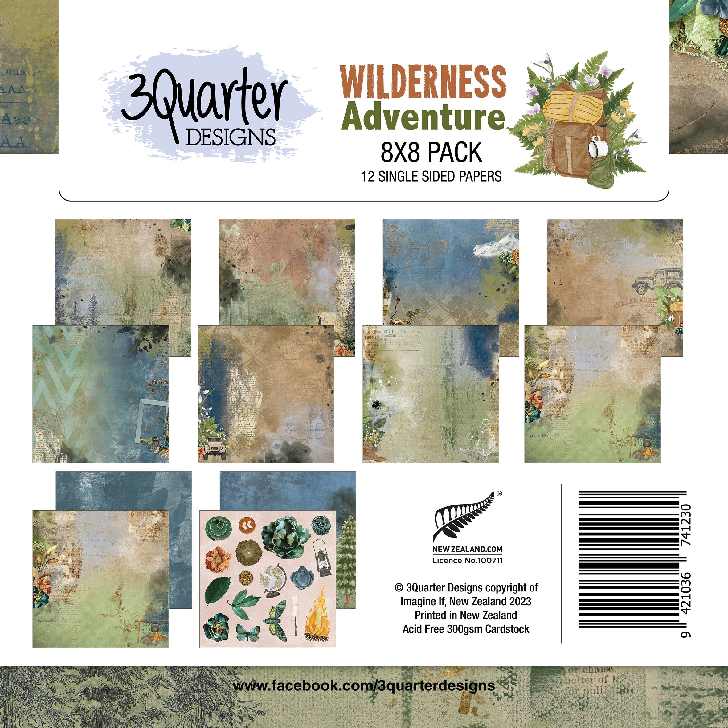 3Quarter Designs - 8" X 8" Paper Pack - Wilderness Adventures