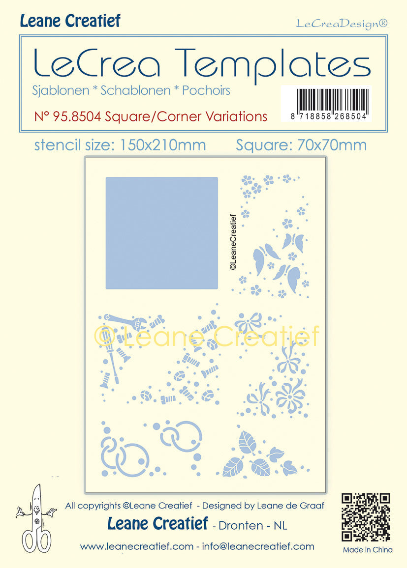 Stencil Square-Corner Variations, Size Stencil 150x210mm, Ø 70mm